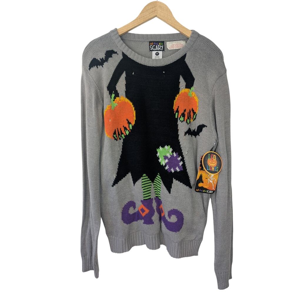 NWT Witch LED Light Up Halloween Crew Neck Sweater